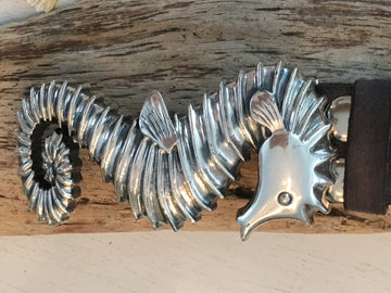 Wechselschnalle hübsches Seepferd silberfarben. Massiv Metall 5,5x10cm für Gürtel bis maximal 4cm Breite