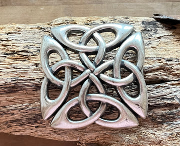 Wechselschnalle Ornament silberfarben leicht geschwärzt 6x6cm, massiv Metall. Passend für Gürtel bis 4cm Breite