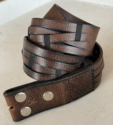 Ledergürtel 38mm breit. Braunes Rindsleder aus langen Streifen.