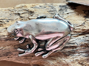 Wechselschnalle süsser Frosch silberfarben 5x7,7cm,massiv Metall. Passend für Gürtel bis 4cm Breite