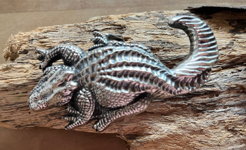 Wechselschnalle cooles Krokodil silberfarben 5x10,5cm. Passt zu Gürtel bis maximal 4cm Breite. Massiv Metall
