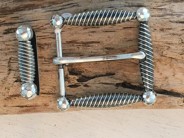 Wechselschnalle klassisch, gedrehte Optik silberfarben 6cm. Passend für alle Gürtel bis 4cm Breite. Massiv Metall