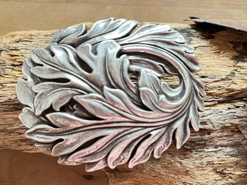 Wechselschnalle verschlungene Blätter silberfarben. Massiv Metall 7x9cm. Passend für Gürtel bis cm Breite