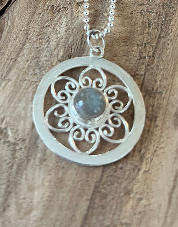 Anhänger 925 Sterlingsilber mit Labradorit 3,0cmx3,0cm