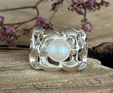 Ring 925 Sterlingsilber wunderschönes Design mit echter Süsswasserperle