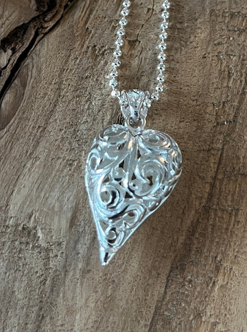 Anhänger verziertes Herz 925 Sterlingsilber in 2 Grössen