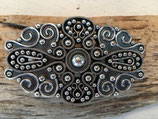 Wechselschnalle als schönes Ornament silberfarben 5,5x9cm. Passend für Gürtel bis maximal 4cm Breite. Massiv Metall