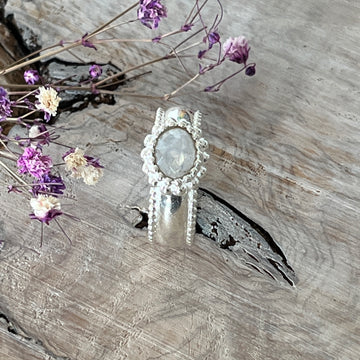 Ring 925 Sterlingsilber mit Regenbogen Mondstein