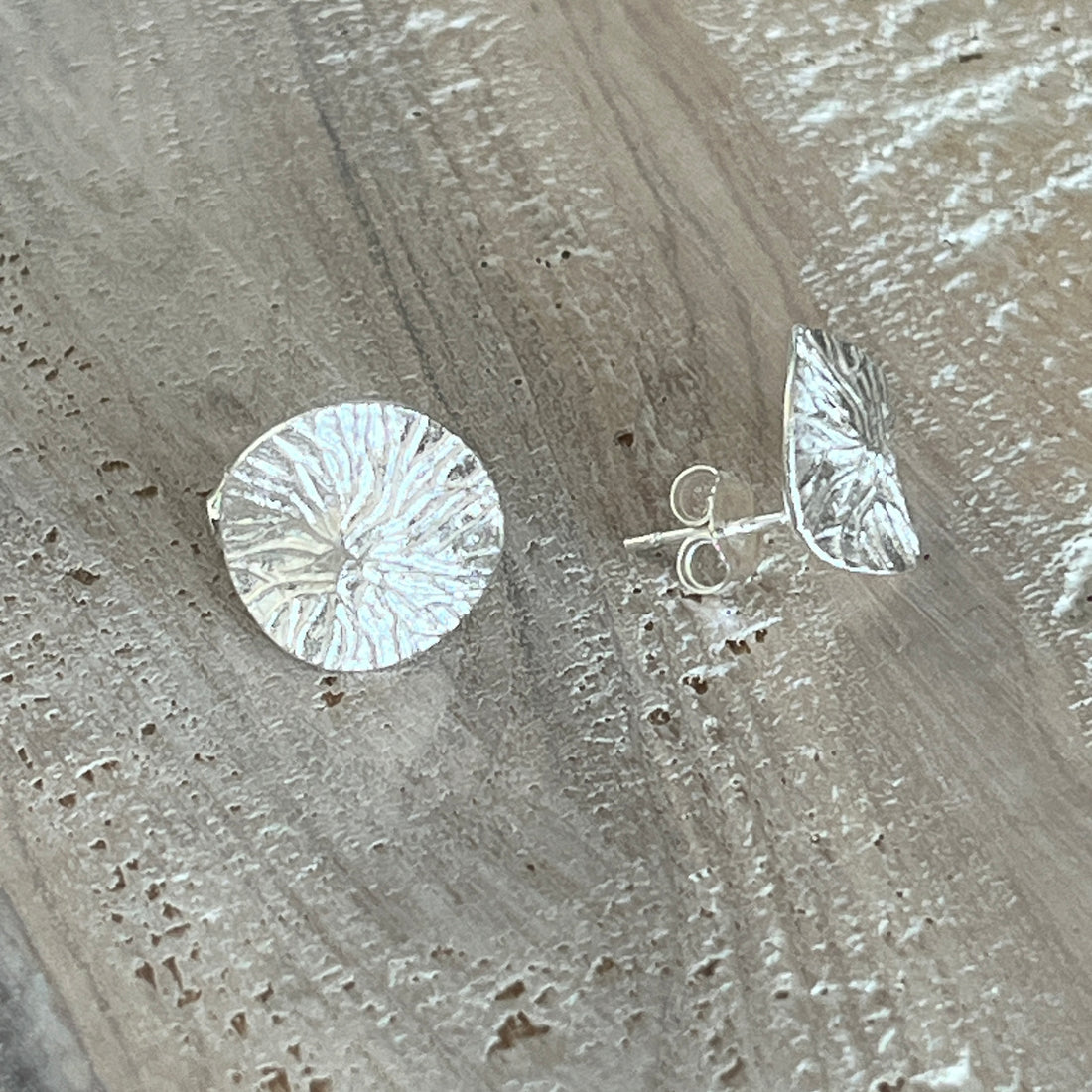 Ohrstecker rund wunderschön gestreift 925 Sterlingsilber 15mm