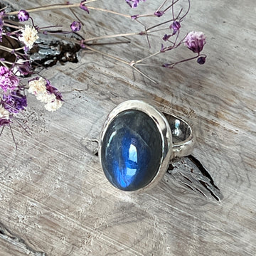 Ring 925 Sterlingsilber mit wunderschönem echtem Edelstein Labradorit