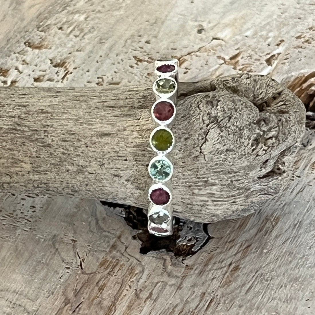 Ring Kombi je 3,5mm bestehend aus 3 Ringen 2x Regenbogen Mondstein 1x facettierter Turmalin gemischt