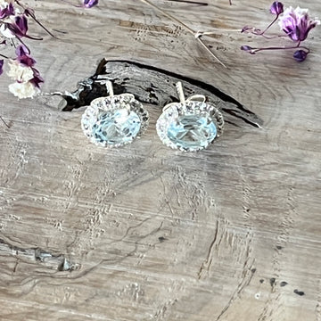 Ohrstecker 925 Sterlingsilber mit facettiertem Topas mit Zirkoniasteinchen 10x8mm