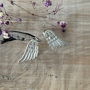 Ohrstecker Flügel 925 Sterlingsilber mit Zirkonia 19x12mm