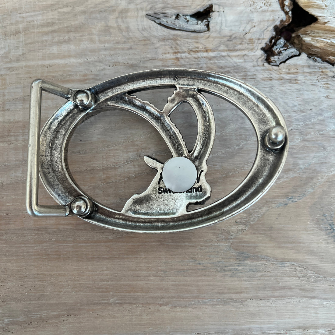 Wechselschnalle cooler Steinbock Silberfarben leicht geschwärzt 6x9cm. Passend zu Gürtel bis 4cm Breite. Massiv Metall
