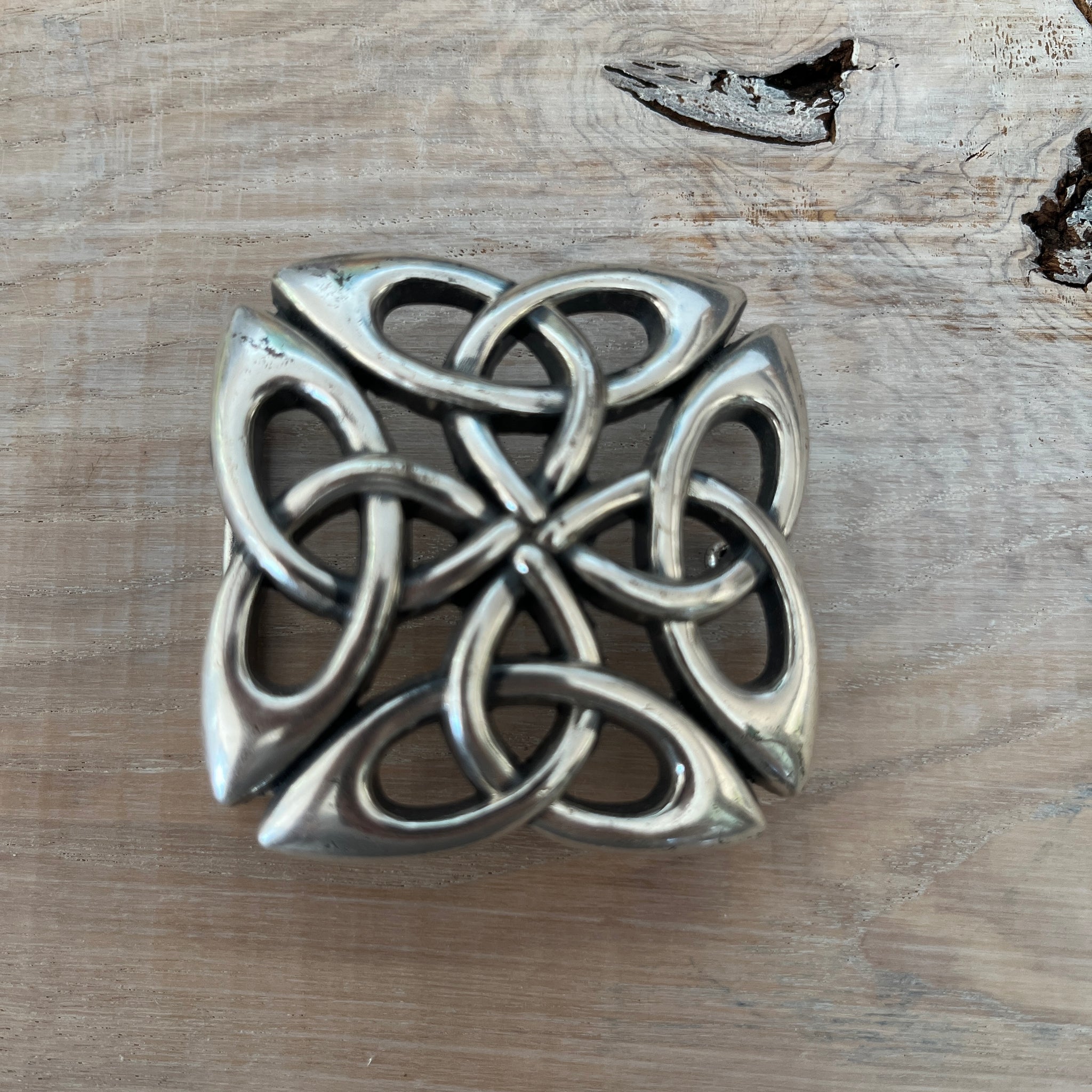 Wechselschnalle Ornament silberfarben leicht geschwärzt 6x6cm, massiv Metall. Passend für Gürtel bis 4cm Breite