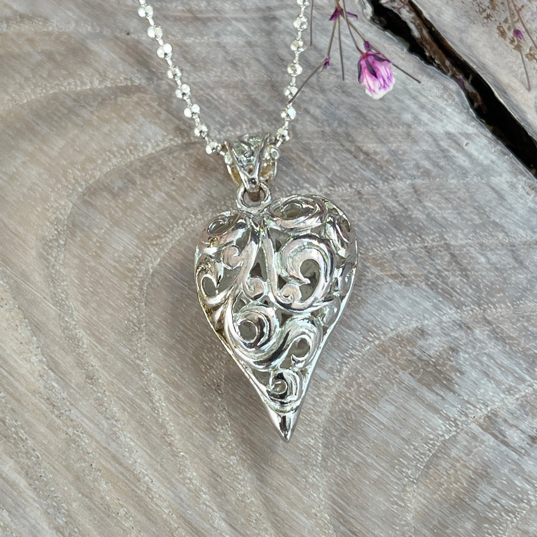 Anhänger verziertes Herz 925 Sterlingsilber in 2 Grössen