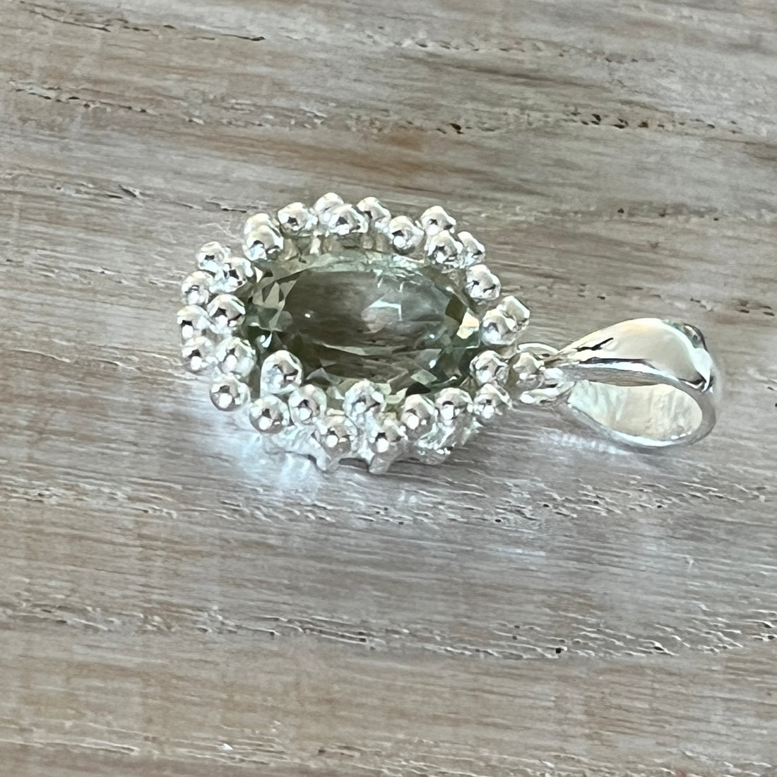 Anhänger 925 Sterlingsilber mit echtem grünen Amethyst