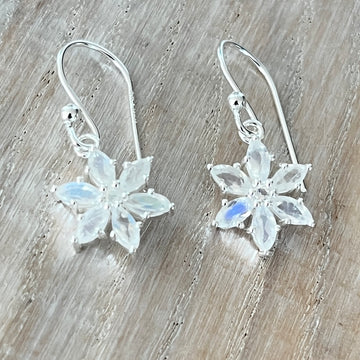 Ohrhänger 925 Sterlingsilber mit echtem wunderschönem Regenbogen Mondstein