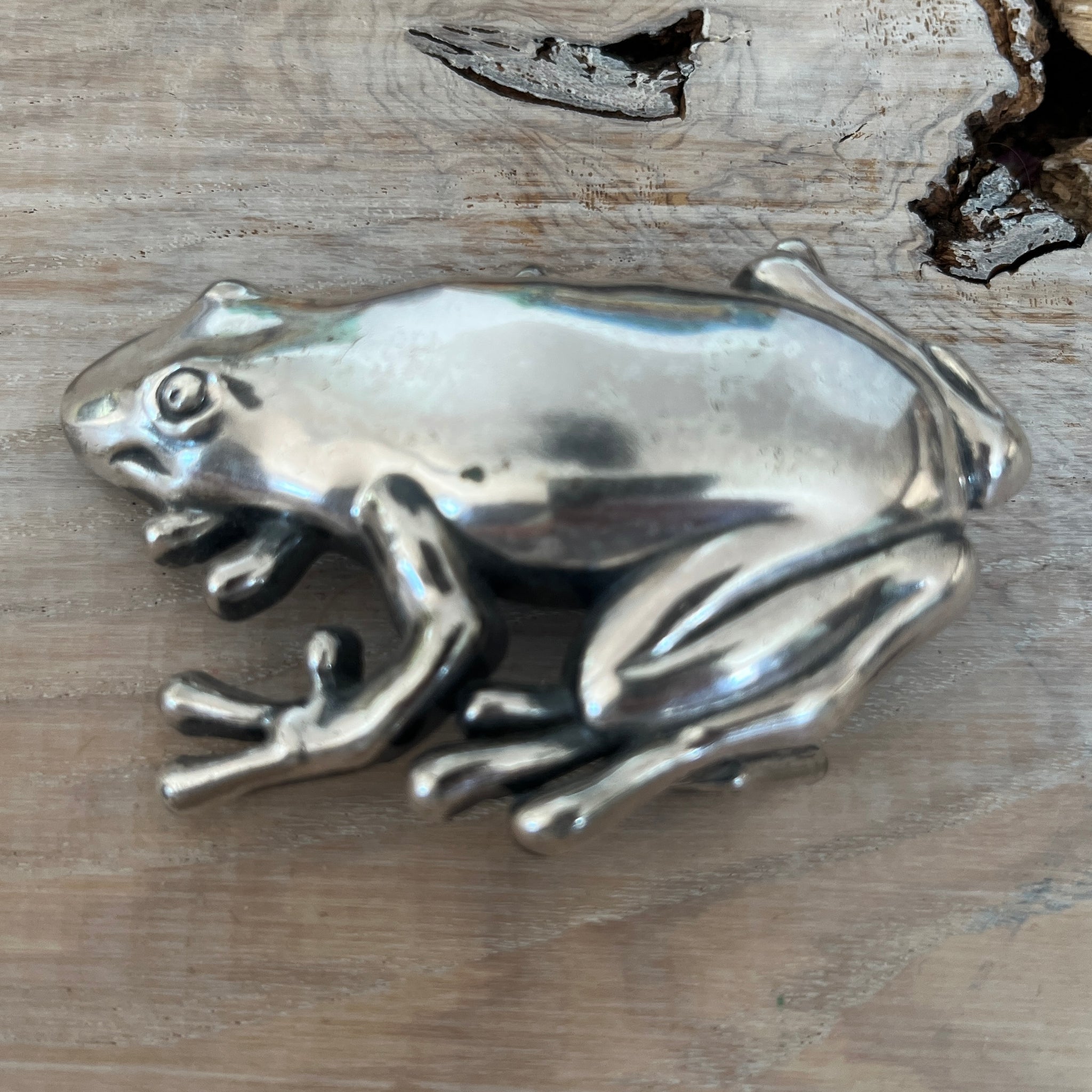 Wechselschnalle süsser Frosch silberfarben 5x7,7cm,massiv Metall. Passend für Gürtel bis 4cm Breite