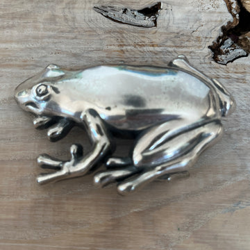 Wechselschnalle süsser Frosch silberfarben 5x7,7cm,massiv Metall. Passend für Gürtel bis 4cm Breite