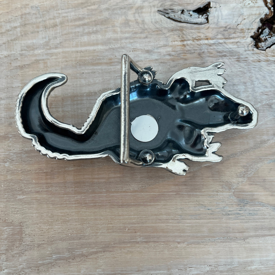 Wechselschnalle cooles Krokodil silberfarben 5x10,5cm. Passt zu Gürtel bis maximal 4cm Breite. Massiv Metall