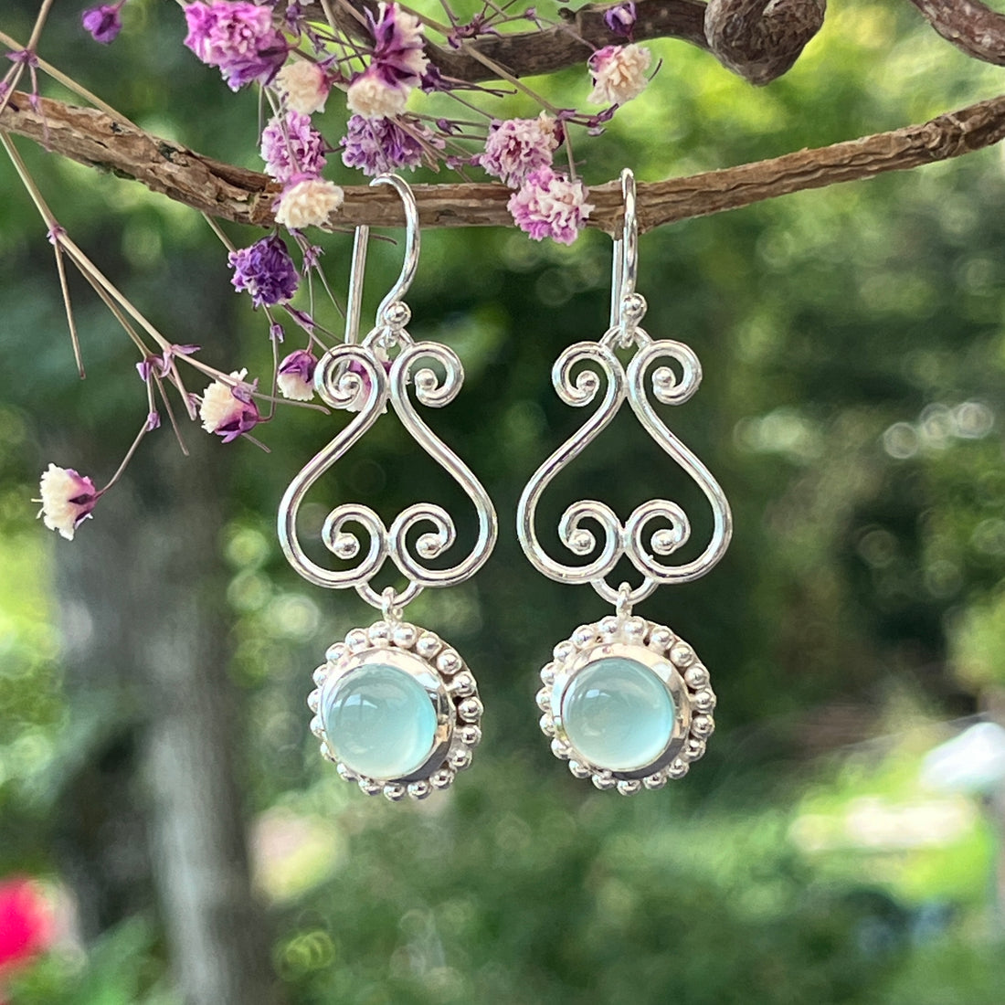 Ohrhänger 925 Sterlingsilber mit wunderschönem Aqua Achat