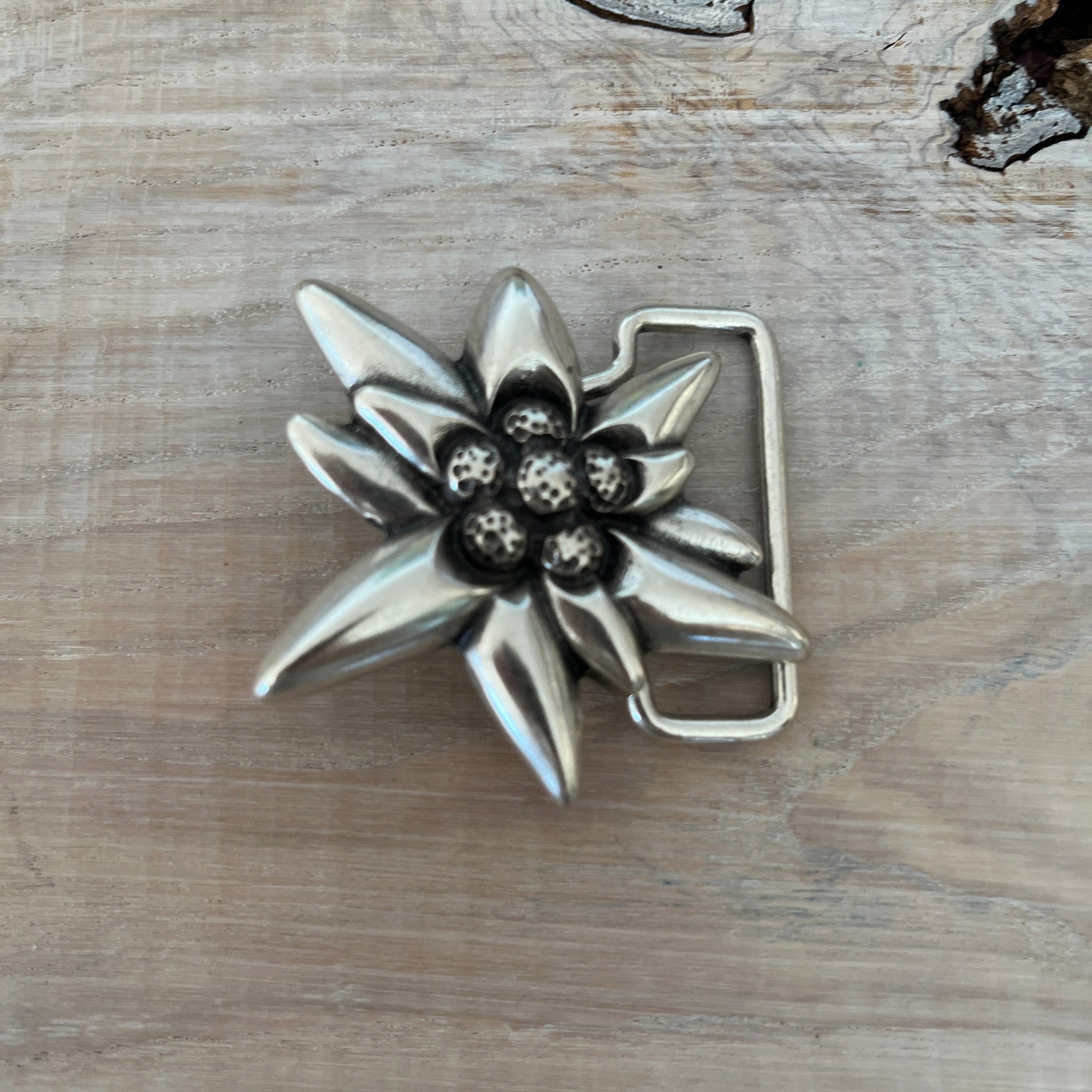 Wechselschnalle edles Edelweiss silberfarben 5,5cm für alle Gürtel bis 4cm Breite.Massiv Metall