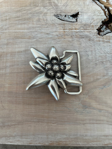Wechselschnalle edles Edelweiss silberfarben 5,5cm für alle Gürtel bis 4cm Breite.Massiv Metall