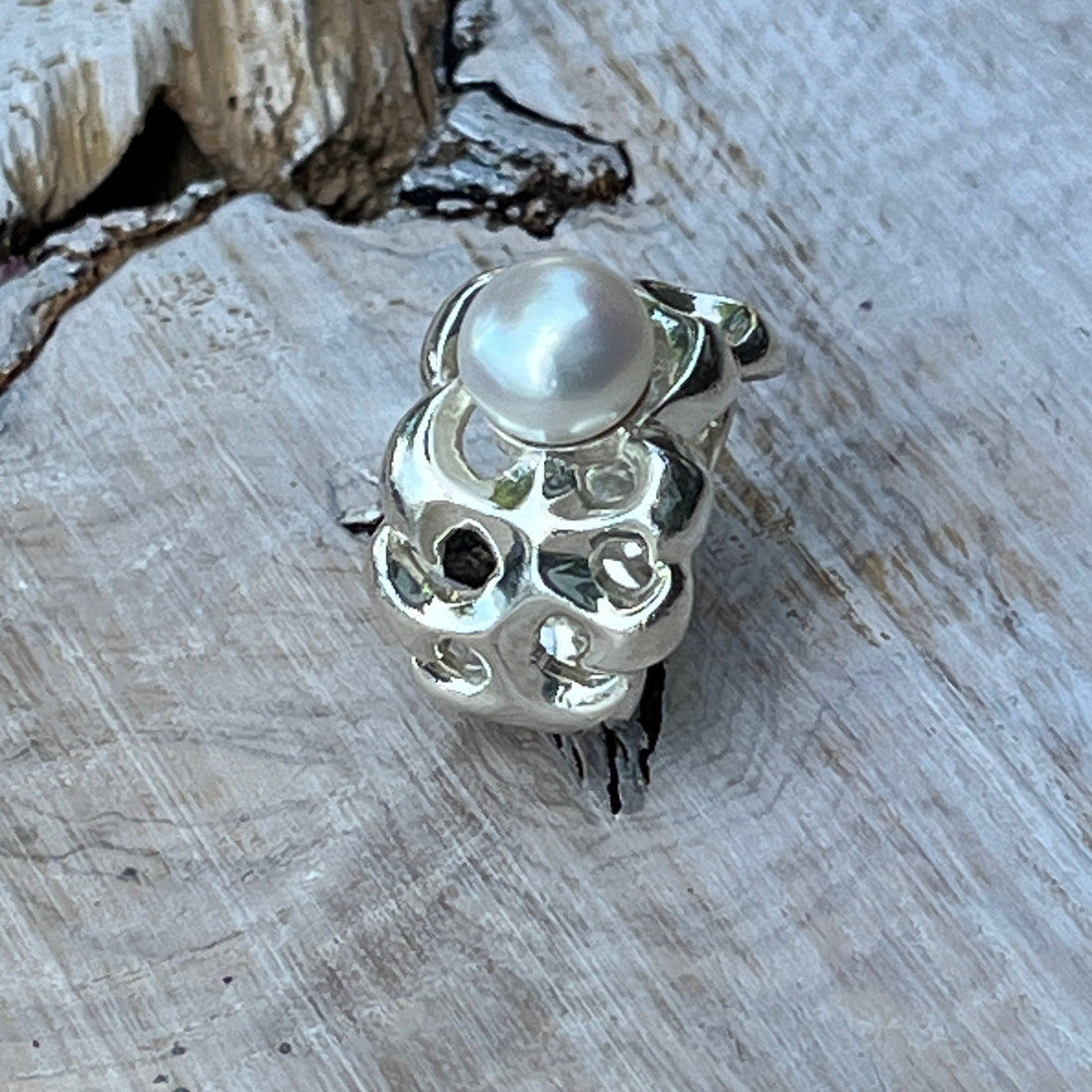 Ring 925 Sterlingsilber wunderschönes Design mit echter Süsswasserperle