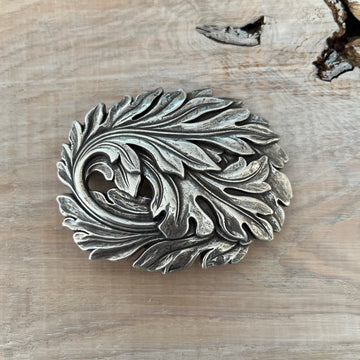 Wechselschnalle verschlungene Blätter silberfarben. Massiv Metall 7x9cm. Passend für Gürtel bis cm Breite