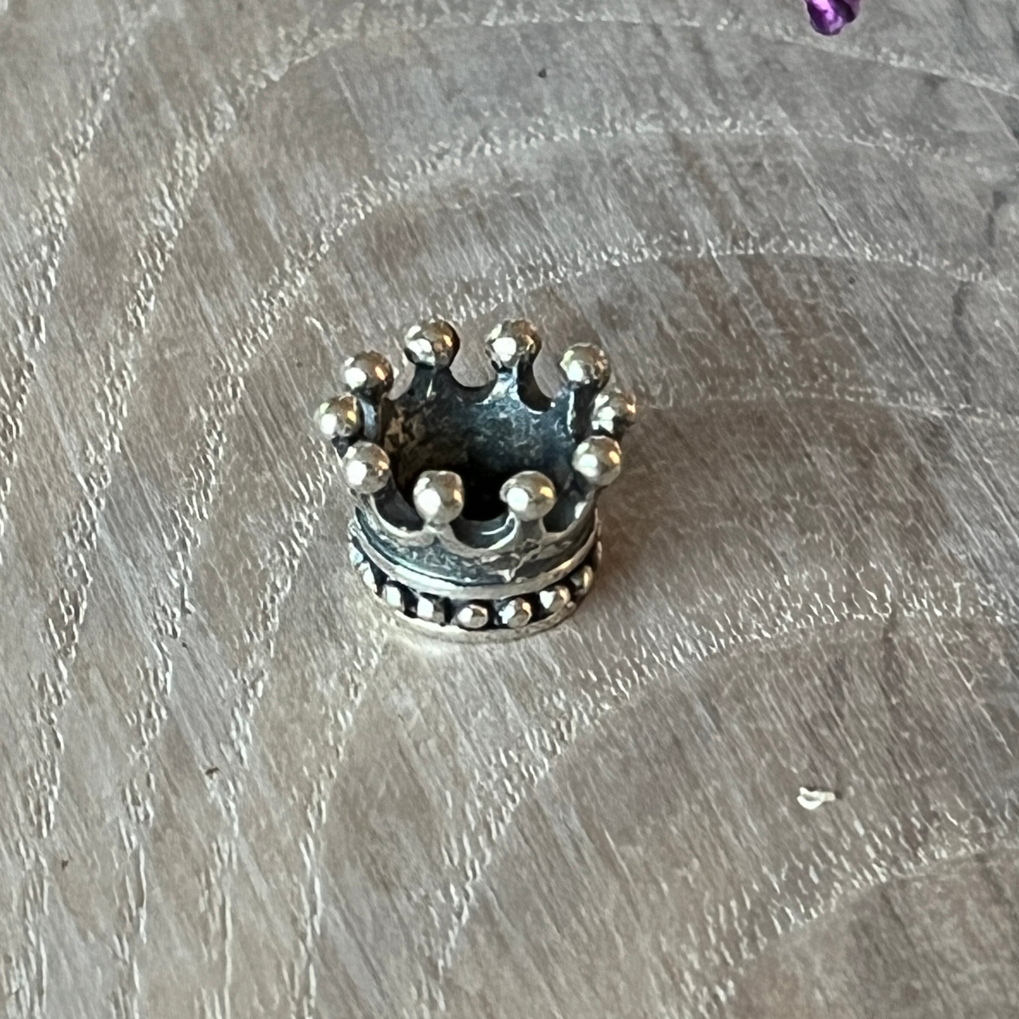 1 Grosslochperle Krone 925 Sterlingsilber geschwärzt