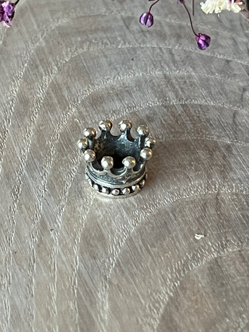 1 Grosslochperle Krone 925 Sterlingsilber geschwärzt