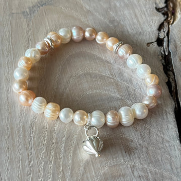 1 Armband Süsswasserperle 3 Farbig 8mm, 2 kleine 925 Silberteilchen, ein 925 Sterlingsilber Tropfen 2ox10mm.
