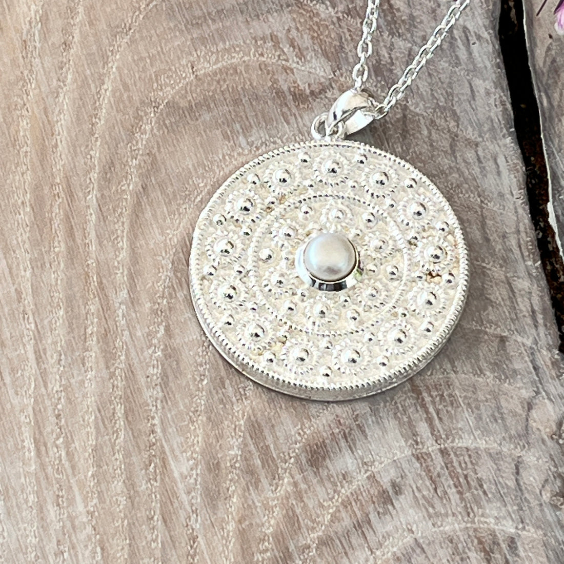 Wunderschönes Amulett 925 Sterlingsilber mit echter Süsswasseerperle 3,3cm