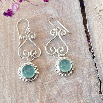 Ohrhänger 925 Sterlingsilber mit wunderschönem Aqua Achat