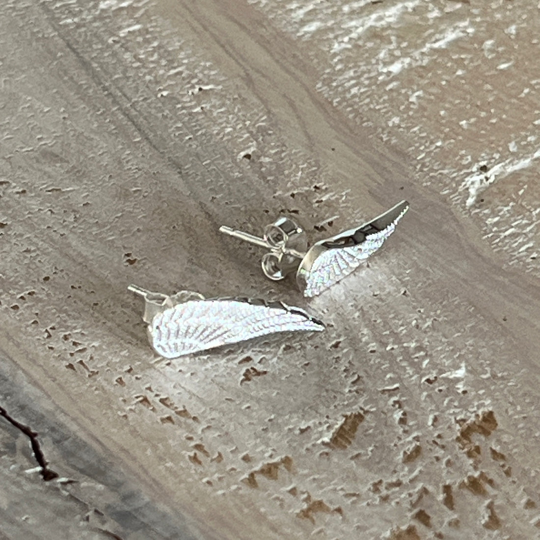 Ohrstecker Flügel länglich 925 Sterlingsilber mit 20x6mm