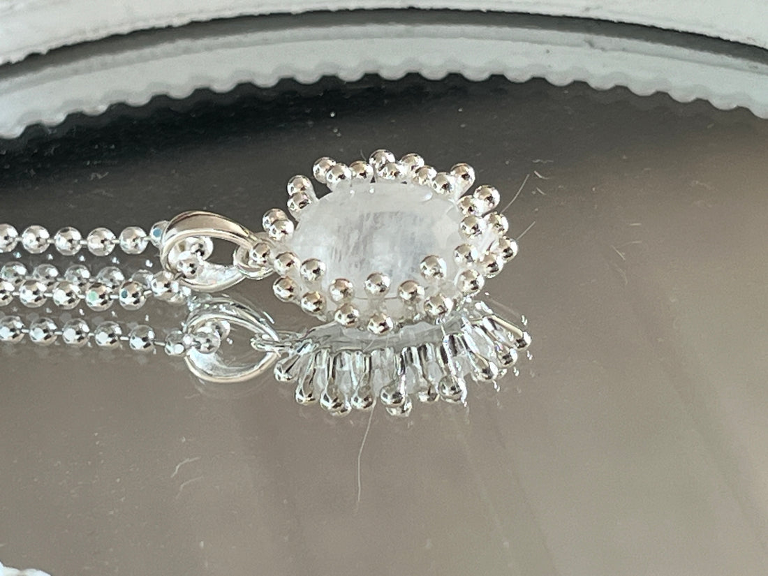Anhänger 925 Sterlingsilber mit echtem Regenbogen Mondstein
