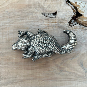 Wechselschnalle cooles Krokodil silberfarben 5x10,5cm. Passt zu Gürtel bis maximal 4cm Breite. Massiv Metall