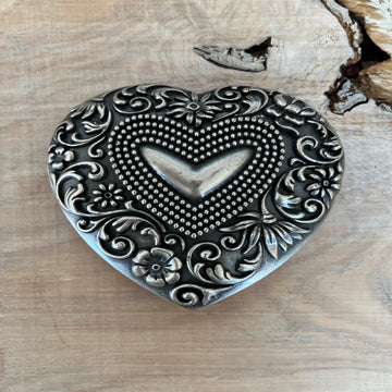 Wechselschnalle grosses Herz. Massiv Metall silberfarben/ geschwärzt 7,5x10cm für Gürtel bis maximal 4cm Breite