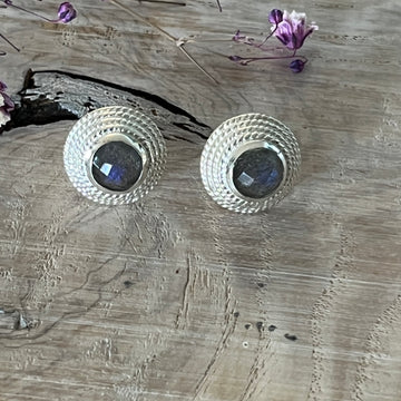 Ohrstecker 925 Sterlingsilber 13mm mit facettiertem Labradorit