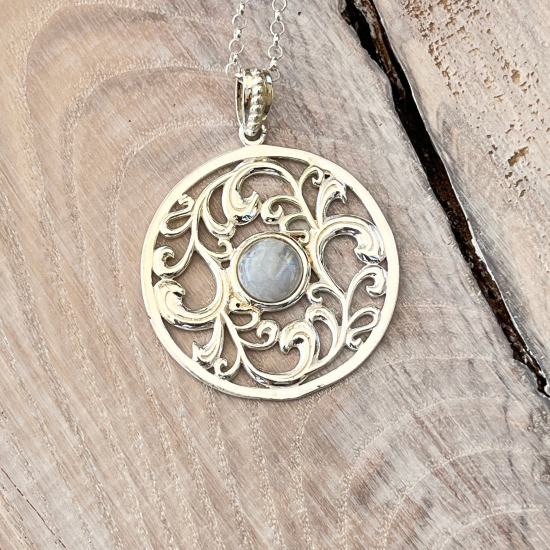 Anhänger 925 Sterlingsilber mit Labradorit 3,0cmx3,0cm
