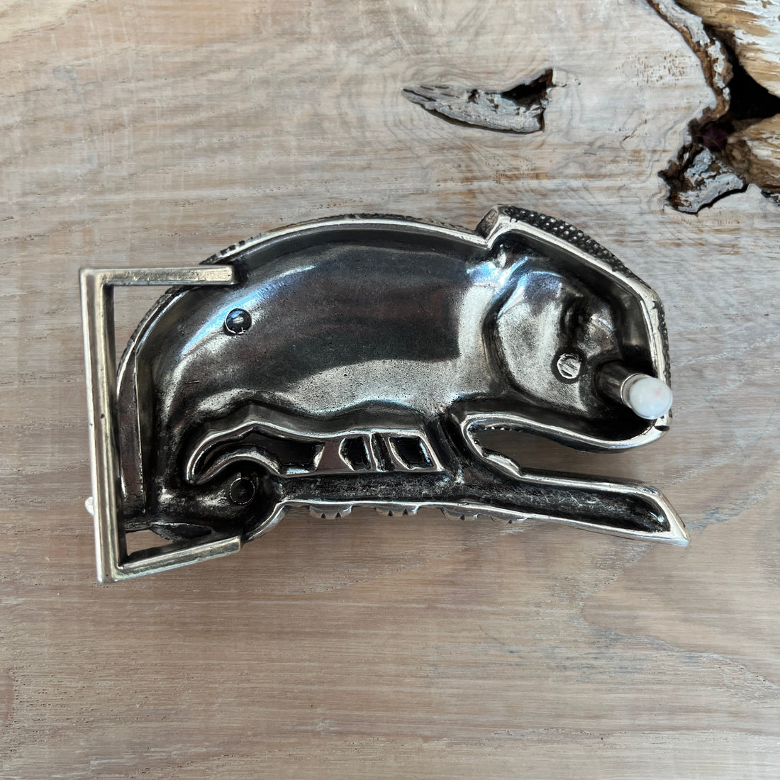 Wechselschnalle süsses Chamäleon silberfarben/geschwärzt 5,5x10cm. Passend für Gürtel bis 4cm Breite. Massiv Metall