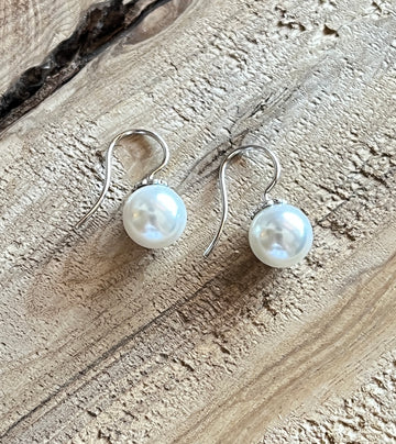 Ohrhänger 925 Sterlingsilber mit Muschelkern Perle 1.0cm x 1,0cm oder einer Perle deiner Wahl