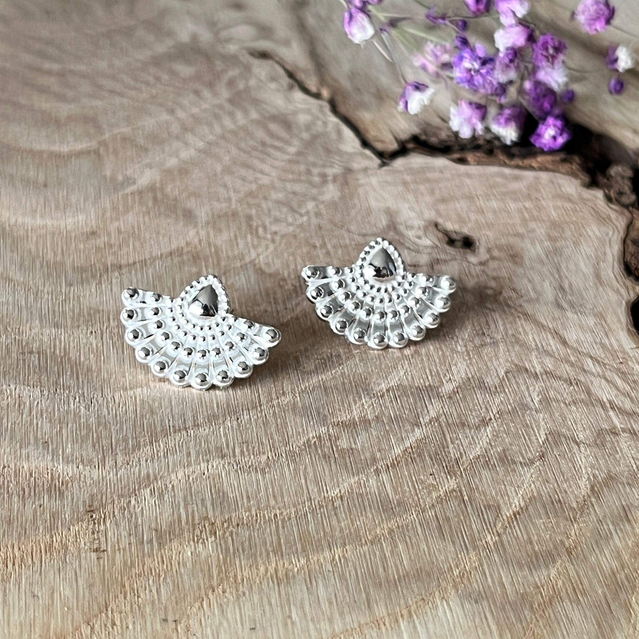 Ohrstecker Fächer 925 Sterlingsilber 18x13mm